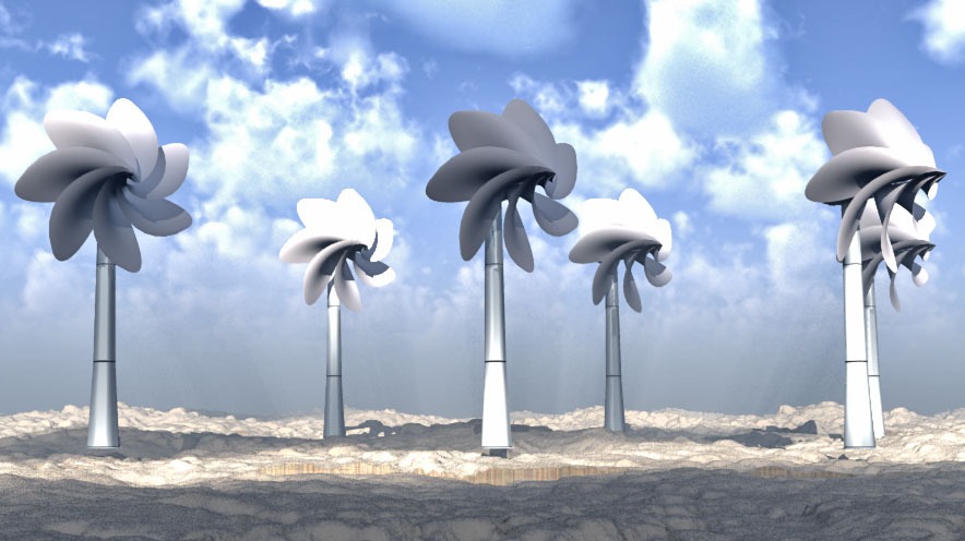 Windstrument orchid turbine field render